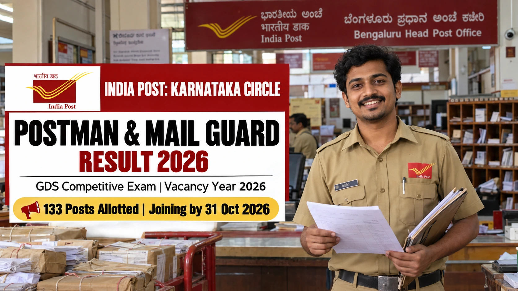 Karnataka Postal Circle Postman Result 2026: Check Merit List and Allotment