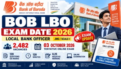 BOB LBO Exam Date 2026 Out 2482 Posts Exam on 3 October