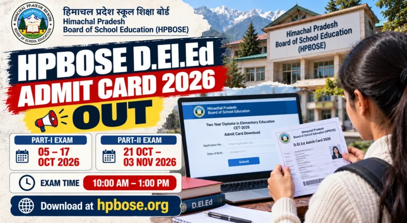 HPBOSE D.El.Ed Admit Card 2026 Out Download Hall Ticket