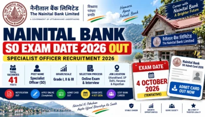 Nainital Bank SO Exam Date 2026 Out Exam on 4 October