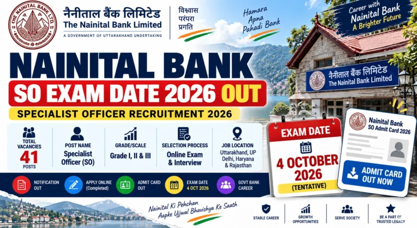 Nainital Bank SO Exam Date 2026 Out Exam on 4 October