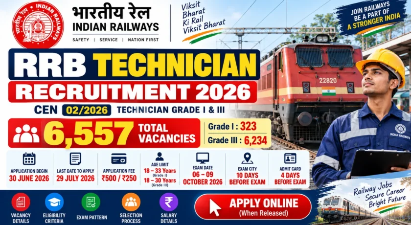 RRB Technician Exam Date 2026 Out Exam City and Admit Card