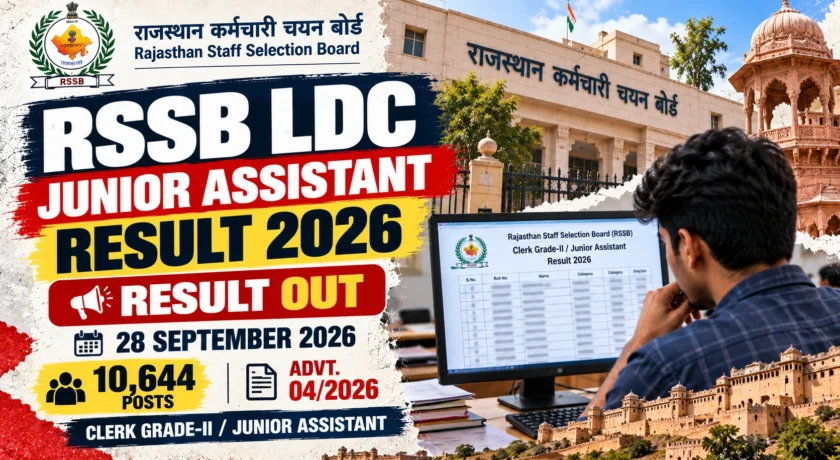 RSSB LDC Clerk Grade-II Junior Assistant Result 2026 Out Check Result