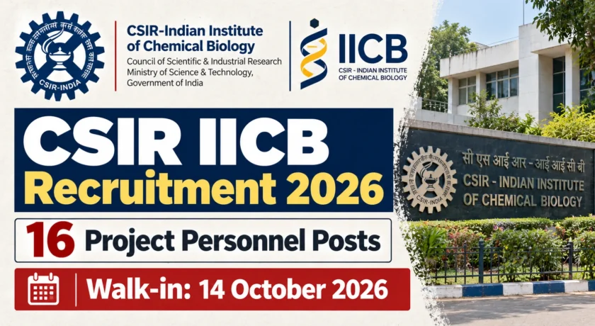 CSIR IICB Recruitment 2026: Amazing Opportunity for 16 Project Personnel Posts