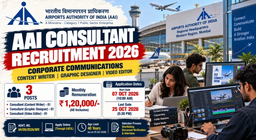 AAI Consultant Recruitment 2026, Apply Online for 3 Posts