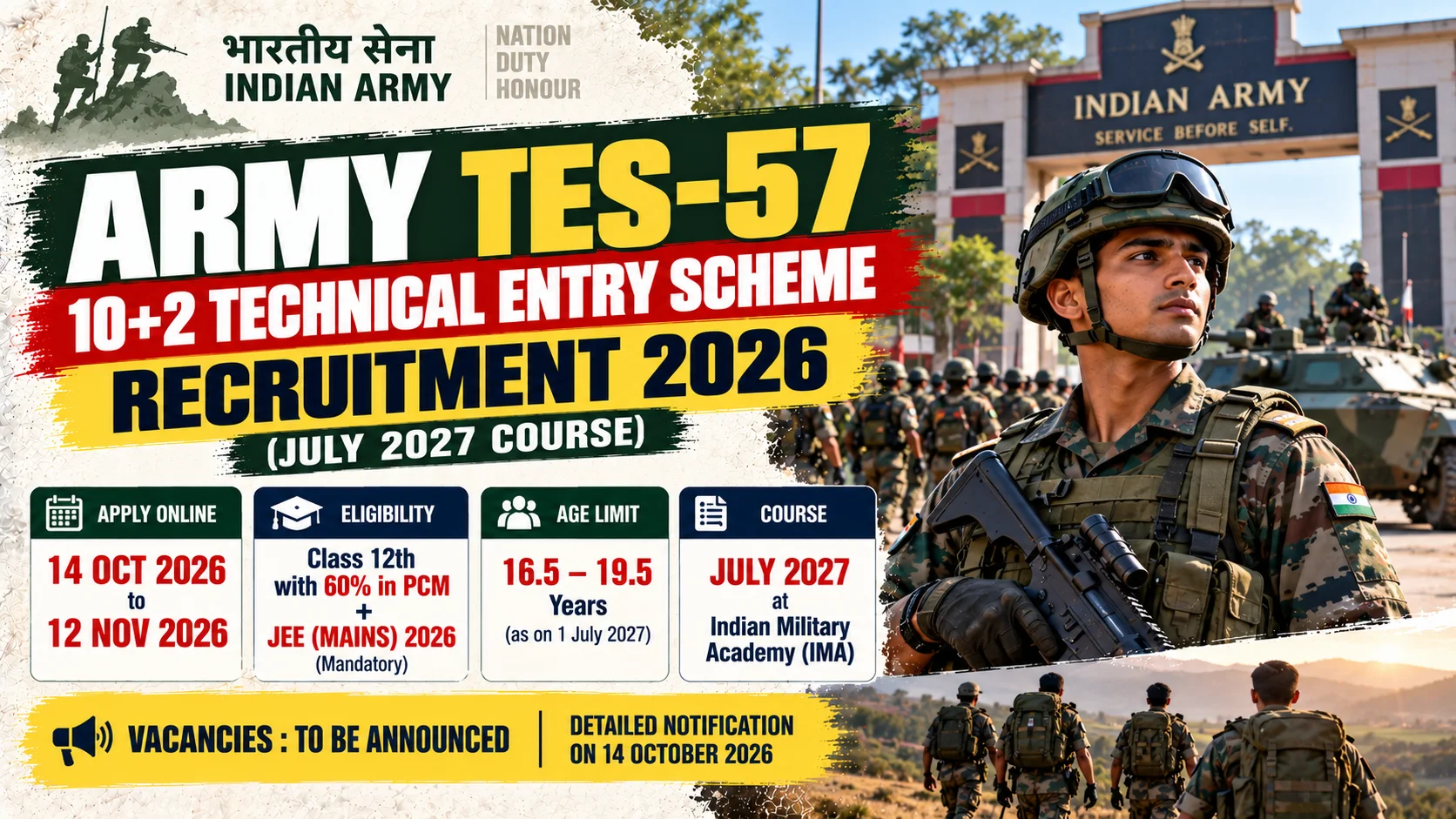 Disclaimer Applications Army 10+2 TES 57th Recruitment 2026, Apply Online - IndianUpdates