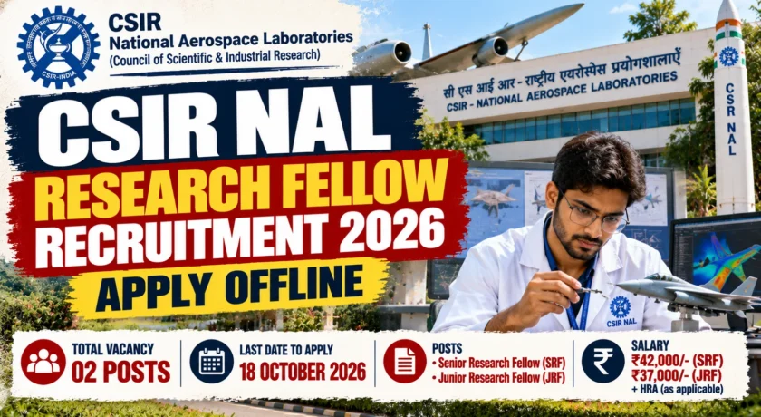 CSIR NAL Recruitment 2026 – JRF & SRF Posts, Salary and Apply Offline
