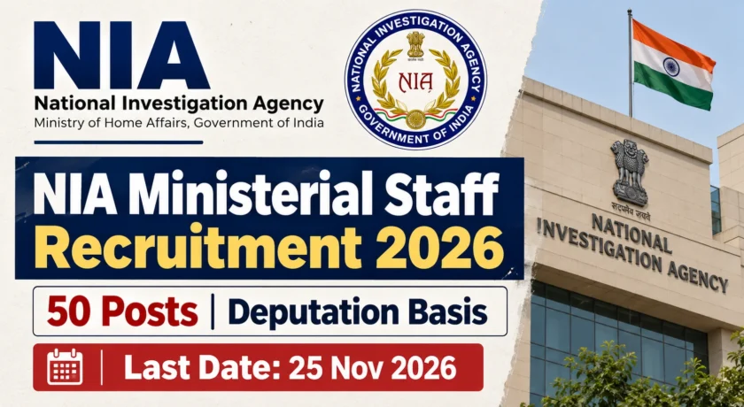 NIA Ministerial Staff Recruitment 2026: 50 Latest Vacancies, Eligibility & Apply Offline