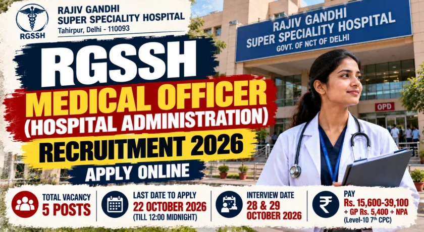 RGSSH Medical Officer Recruitment 2026 – 5 Posts, Eligibility & Apply Online